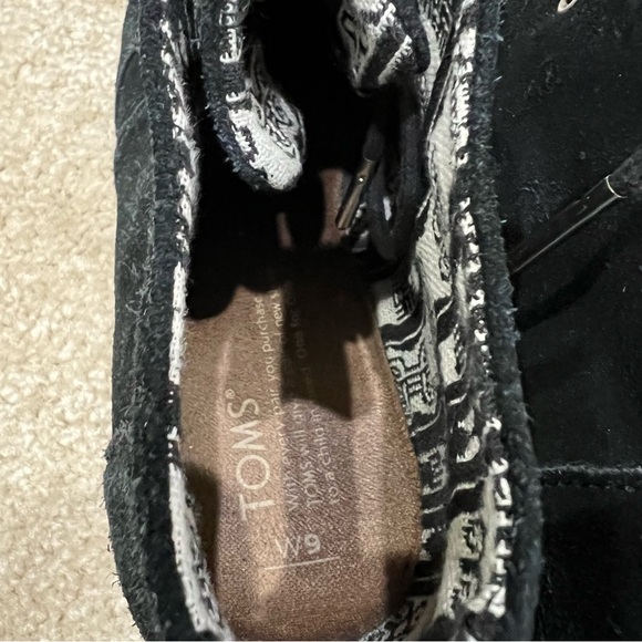 Toms Black Suede Desert Wedge Ankle Boots Booties 380515 Women Size 9 Lace Up, - Picture 3 of 13